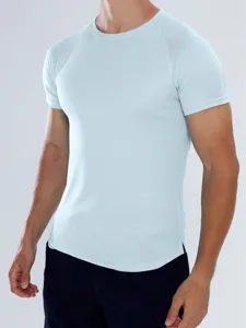 Herren schnelltrocknendes sportliches Kurzarm T-Shirt atmungsaktives Mesh Fitness Oberteil