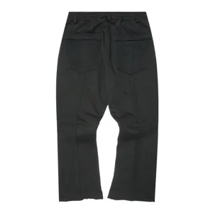 Stylish black streetwear casual pants with paneling design and back pockets for men.