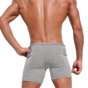 Herren graue Freizeit Sportshorts Sommer atmungsaktive Fitness Shorts Detailansicht Ruecken