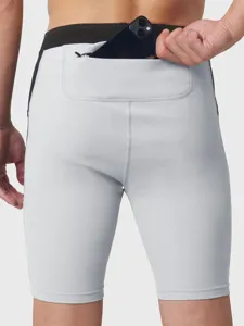 Short de compression sport pour homme, short de course respirant de fitness avec poche.