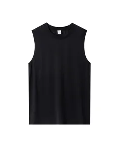 Men's black sleeveless sports tank top for running, fitness, and casual training wear.