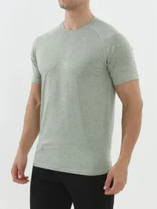 Herren Einfarbig Kurzarm Sport T-Shirt, atmungsaktive schnelltrocknende Fitnesskleidung.