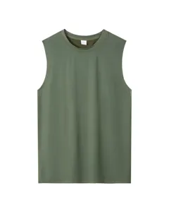 Green breathable mesh athletic tank top detail, lightweight sleeveless workout shirt.