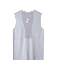 Detail view of the lightweight men's quick-dry sports tank top, breathable mesh back panel.