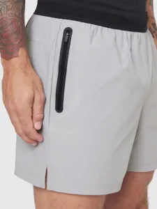 Men's athletic quick-dry shorts with zipped pocket and comfortable elastic waistband.