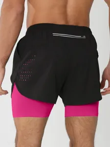 Short de course 2 en 1 pour homme avec poche zippée, short de sport respirant et séchage rapide.