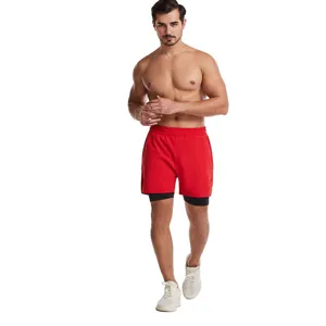 Pantalones cortos deportivos hombre 2 en 1 secado rápido conforro transpirable para fitness