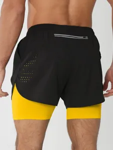 Short de course 2 en 1 pour homme short de sport respirant à séchage rapide entraînement