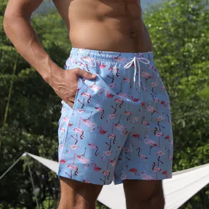 Men's casual printed board shorts quick dry summer swim trunks product detail view.