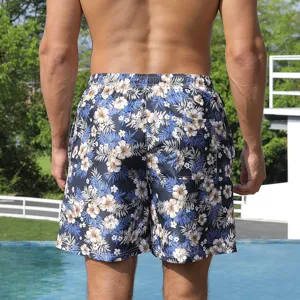 Men's floral beach shorts quick dry casual swim trunks summer swimwear comfortable fit