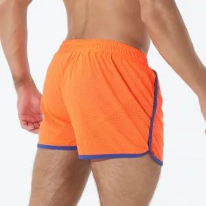 Pantaloncini sportivi in rete arancione da uomo traspiranti fitness mare casual