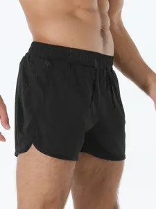 Pantaloncini sportivi a rete neri da uomo, traspiranti per palestra, corsa e spiaggia.