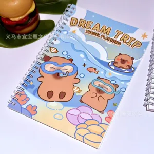 Cute cartoon capybara spiral notebook A5 lined writing pad student stationery supplies