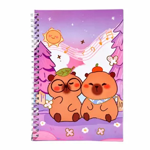 Cute capybara A5 spiral notebook, cartoon aesthetic lined journal for students and daily study.