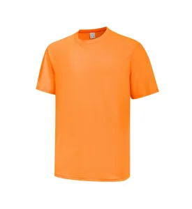 Men's orange quick-dry short-sleeve sports T-shirt, breathable running fitness top.