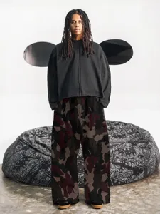 Men's camouflage cargo pants autumn loose high street casual outdoor straight trousers main view