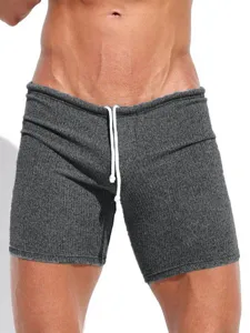 Herren graue lässige Kordelzug Shorts Sommer atmungsaktive Strandbekleidung Sport Hose