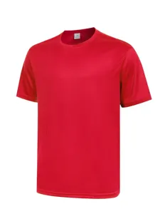 Men's red solid quick-dry sports t-shirt, breathable fitness outdoor running short sleeve top.