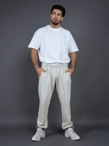 Men's Casual Loose Fit Fleece Lined Sweatpants Winter Thickened Warm Joggers Cotton Blend Sports Pants For Outdoor Daily Wear