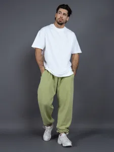Men casual loose fleece sweatpants trendy youth streetwear comfortable autumn winter trousers