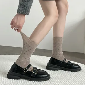Vintage Polka Dots Damen Mittelsocken Herbst Winter warme Wollmischung Freizeit Mode Strümpfe