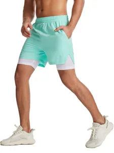 Pantalones cortos de running 2 en 1 para hombre shorts deportivos de secado rápido.