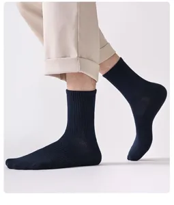 Chaussettes unies homme coton respirant decontractees chaussettes mi hautes confortables