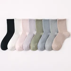 Damen Antibakteriell Geruchshemmend Wadenhohe Socken Atmungsaktiv Australische Baumwolle Gerippt Sport Lässig Einfarbig Nahtlose Socken