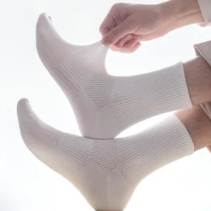 Chaussettes mi-hautes unies homme respirantes coton stretch anti-odeur chaussettes casual