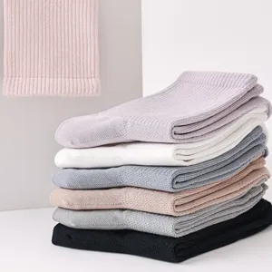 Damen einfarbige gerippte Wadensocken atmungsaktive bequeme Baumwollsocken Set