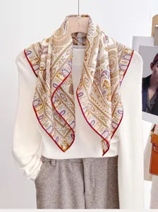 Silk wool square scarf 65cm autumn winter elegant neckerchief for women fashion accessory