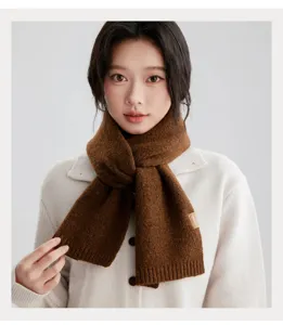 Women autumn winter brown knitted warm scarf casual commuting neck protection winter scarf