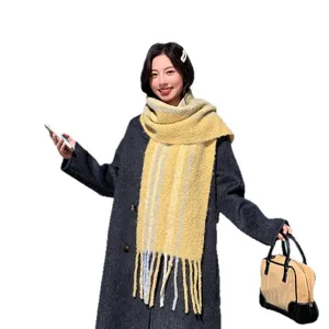 Korean fashion autumn winter warm women scarf 2025 new minimalist elegant neck warmer