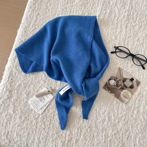 Sciarpa triangolare in lana spessa tinta unita da donna, scialle caldo invernale top.