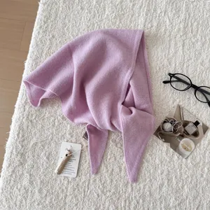 Sciarpa triangolare lana spessa calda inverno autunno maglia tinta unita vento moda dettaglio
