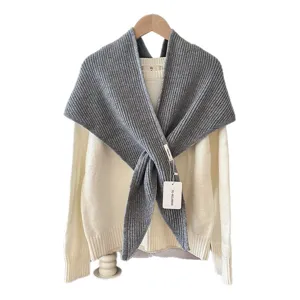 Einfarbig gestrickter Kreuz-Schal Winter warmer vielseitiger Damen Kragen Schal