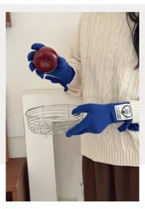 Korean style cute letter patch knitted gloves outdoor warm touch-screen gloves for winter