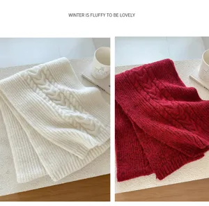 Koreanischer einfarbiger Strickschal, warmer Wollemix Winterschal fuer Damen und Herren.