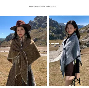 Ethnic style thickened warm winter shawl cloak outdoor photography women fashion scarf