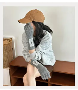 Koreanischer Stil Winter warme Fingerhandschuhe für Damen, kuschelige Strickhandschuhe.
