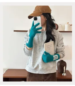 Koreanischer Stil Herbst Winter warme Strickhandschuhe mit zarter Spitzenborte elegant