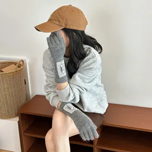 Damen Winter warme Strickhandschuhe mit spitze schicke graue mode fingerhandschuhe