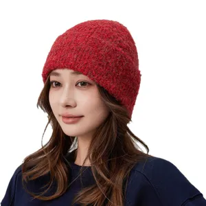 Effen kleur wolmix gebreide muts voor heren en dames, warme winter koude weer muts.