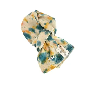 Korean fashion splash ink 100% wool winter scarf for women, warm soft neckerchief.