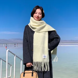 Koreanischer einfarbiger Quastenschal für Damen, warmer Winter Mode Freizeit Schal und Tuch.