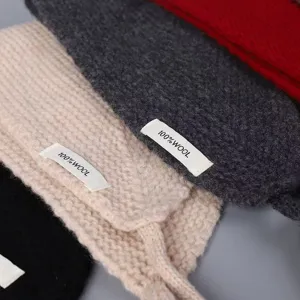Wool knit headband detail showcasing soft texture, solid color style for winter warmth.