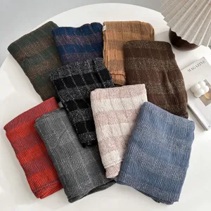 Vrouwen herfst winter veelzijdige metallic gekreukte sjaal zachte warme lange omslagdoek
