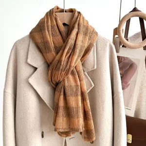 Vrouwen winter ruitjes plooi sjaal metallisch glanzend lang warm mode gezellige omslagdoek