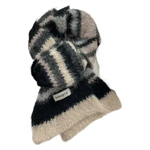 Women wool blend fuzzy scarf winter cozy thick warm colorblock striped muffler shawl new