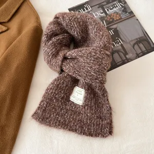 Winter wool-blend knit scarf for men and women, cozy solid color warm neck wrap for cold weather.